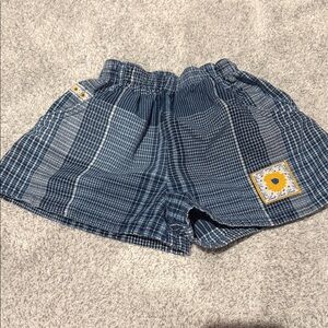 Levi's Blue Plaid Girls' Shorts with Sunflower Accent Vintage